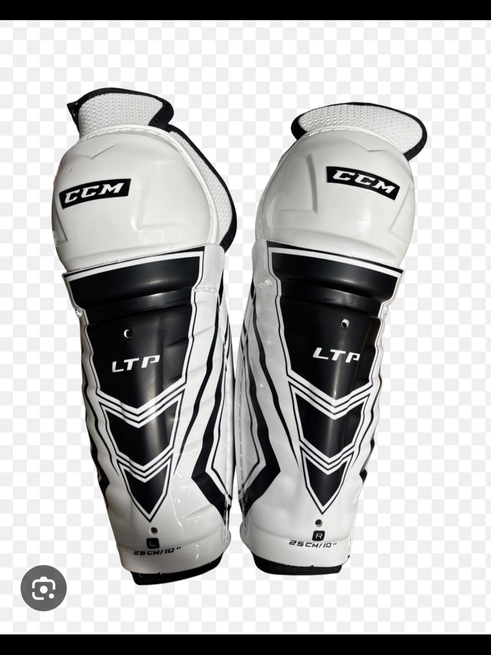 CCM Juniors White & Black LTP Hockey Shin Guards